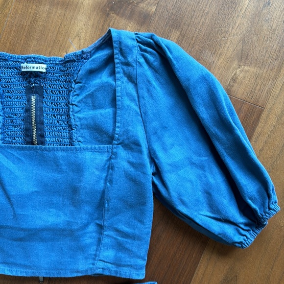 REFORMATION Yucca Linen Two Piece Matching Set / Dusty Blue Small 2 - Picture 4 of 7